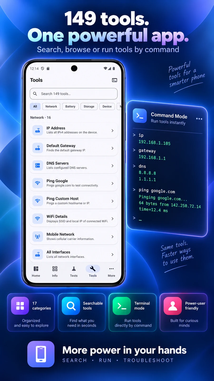 Searchable Device Info tools and command mode preview