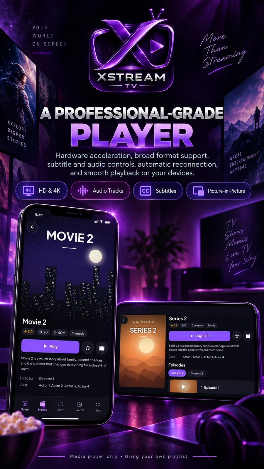 XStream TV media player on a phone